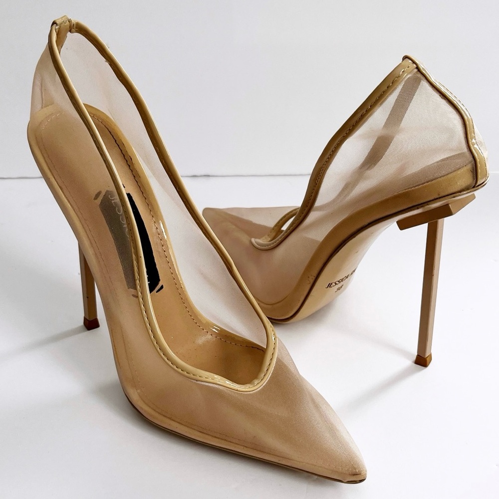Jessica Rich Sheer Pump Stiletto Heels (Nude)